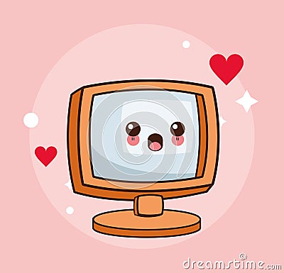 Kawaii computer cute image stock illustration. Illustration of eyes ...