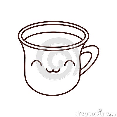 kawaii cup coffee break beverage thin line Cartoon Illustration