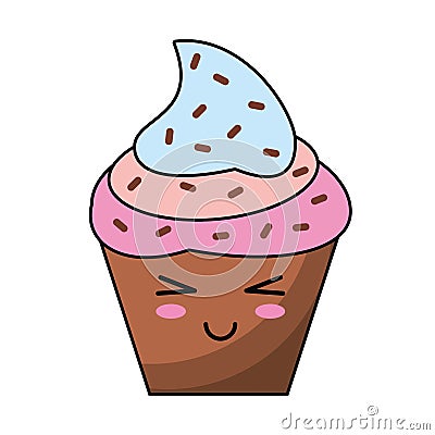 kawaii cupcake sweet dessert Cartoon Illustration