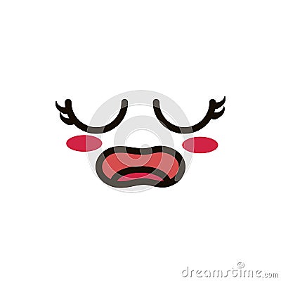 Kawaii cute face expression eyes and mouth sick Vector Illustration