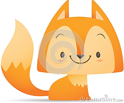 Kawaii Cute Fox sitting Vector Illustration