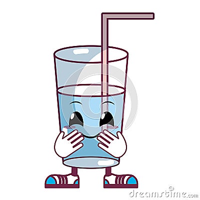 Kawaii cute fresh water glass Vector Illustration