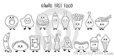 Kawaii Food Collection Vector Illustration