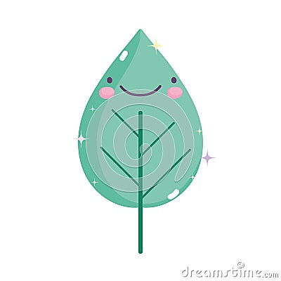 Kawaii gardening cartoon happy leaf foliage Vector Illustration