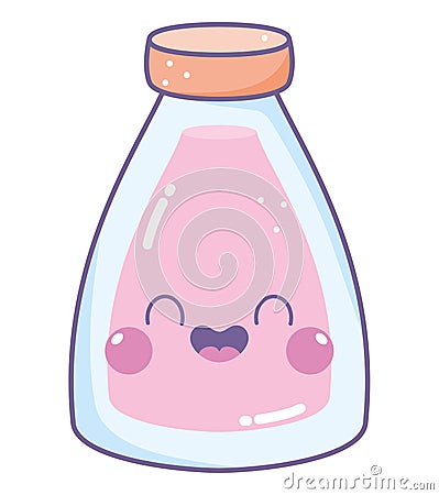 kawaii glass bottle Vector Illustration