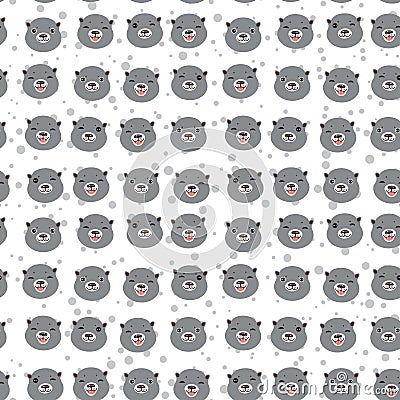 Kawaii grey otters head. Funny Seamless pattern, white background. Kawaii. Vector illustration Vector Illustration