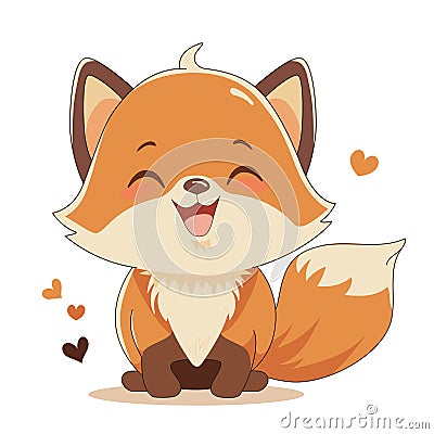 Kawaii happy baby fox Vector Illustration
