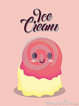 Kawaii ice cream design Vector Illustration