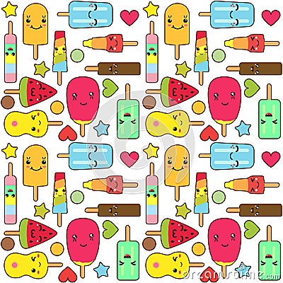 Kawaii ice cream pattern Stock Photo