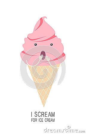 Kawaii ice cream Cartoon Illustration