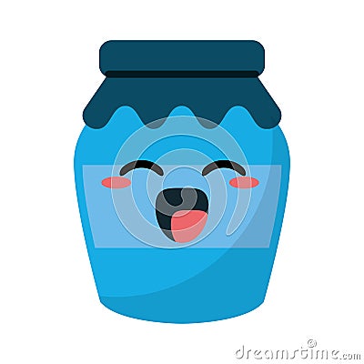 Kawaii jar glass jam tasty Vector Illustration