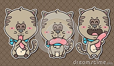 3 kawaii kittens. Vector Illustration