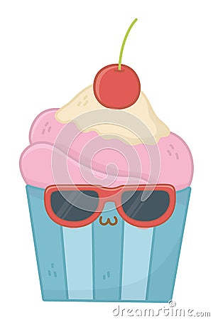 Kawaii of muffin cartoon design Vector Illustration