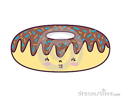 Kawaii nice donut tasty snack Vector Illustration