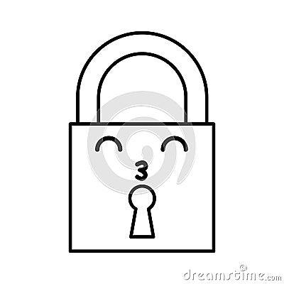 Kawaii padlock cartoon Vector Illustration