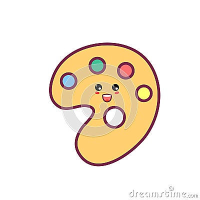 Kawaii paint palette icon, happy palette illustration Vector Illustration