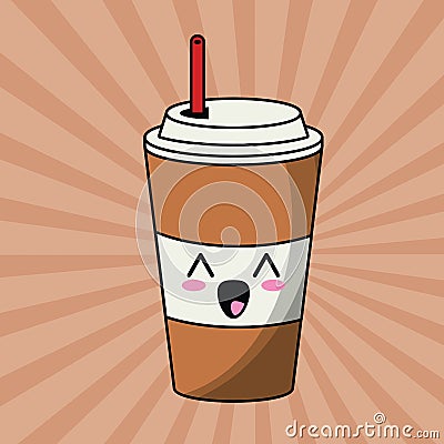 Kawaii paper cup soda image Vector Illustration