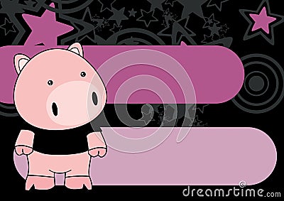 Kawaii plush cute pig cartoon background Vector Illustration