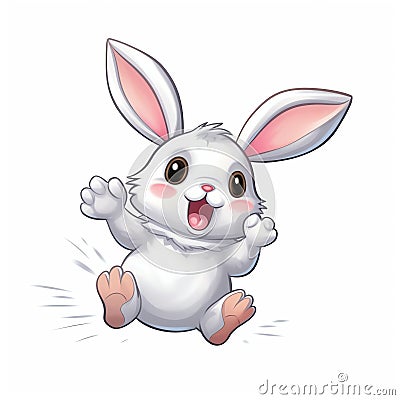 Kawaii_Rabbit_Running_Hopping2 Cartoon Illustration