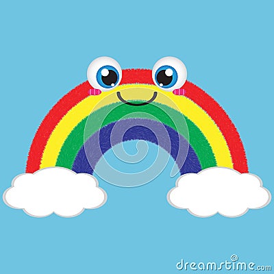 Kawaii Furry Rainbow Clouds Vector Illustration