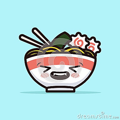 Kawaii noodle ramen mascot design Vector Illustration