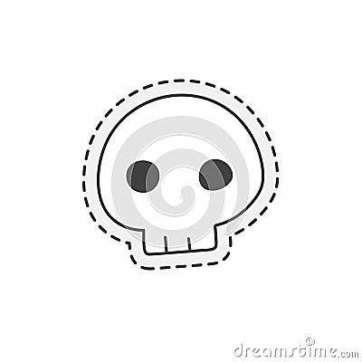 Kawaii skull. Cute hand drawn colored . stroke. Stock Photo