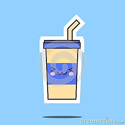 Kawaii soda cup icon image Vector Illustration
