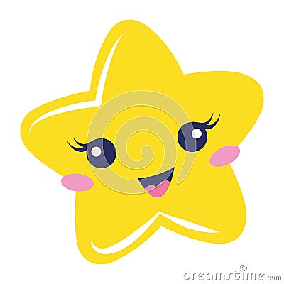 Kawaii Star Cartoon Vector Illustration Vector Illustration