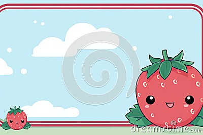 kawaii strawberry background Stock Photo