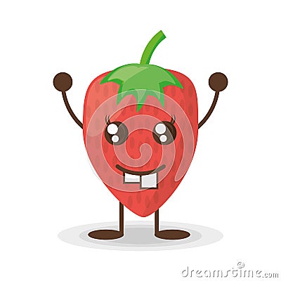 Kawaii strawberry funny character Vector Illustration