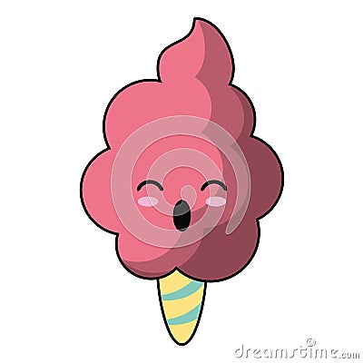 kawaii sweet cotton candy Cartoon Illustration