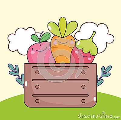 kawaii vegetables in box Stock Photo