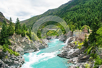 Kawarau river and forest ,Queenstown, New Zealand Stock Photo