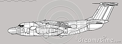 Kawasaki EC-1. Vector drawing of electronic warfare aircraft. Vector Illustration