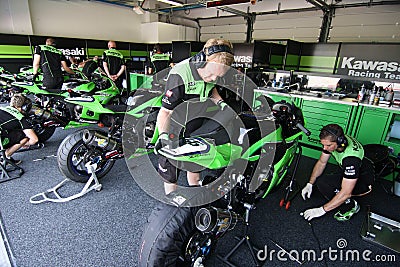 Kawasaki ZX-10R official racing team Editorial Stock Photo