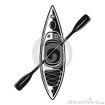 Kayak boat with paddle vector black illustration Vector Illustration