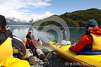 Kayak Instruction in Alaska Editorial Stock Photo