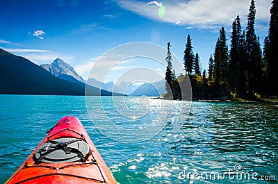 Kayak on lake in Canada Stock Photo