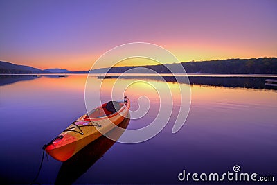 Kayak Lake at Sunrise Stock Photo