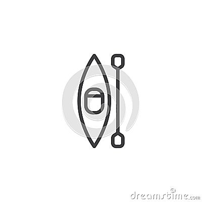 Kayak and oar top view line icon Vector Illustration