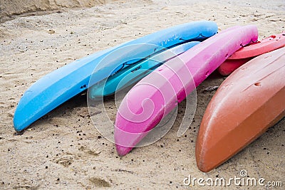 Kayak on the sand for paddle Stock Photo