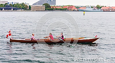 Kayak sport instructor giving instruction to Kayak sailors. Harbor at the end of Langelinie in Copenhagen, Denmark Editorial Stock Photo