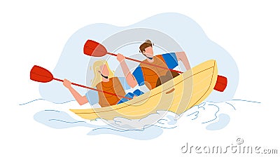 Kayak Travelling Couple People Together Vector Illustration Vector Illustration