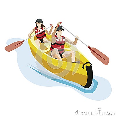 Kayak, whitewater sports Vector Illustration