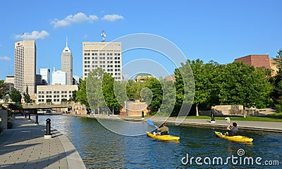 Kayakers in Indianapolis Central Canal Editorial Stock Photo