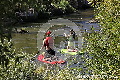 Kayakers in Weber Canyon by Devil Slide Utah Editorial Stock Photo