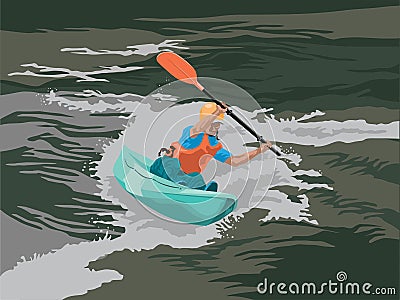 Kayaking Adventure on illustration graphic vector Vector Illustration