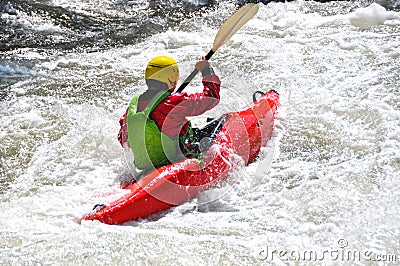 Kayaking as extreme and fun sport Stock Photo