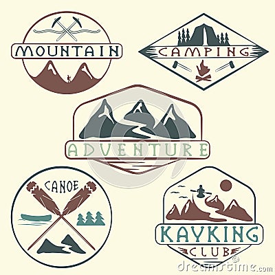 Kayaking, camping,climbing and adventure Vector Illustration