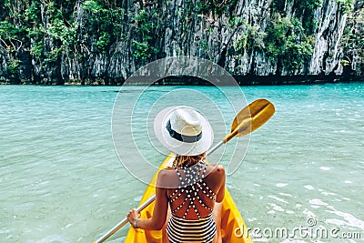 Kayaking in El Nido, Palawan, Philippines Stock Photo